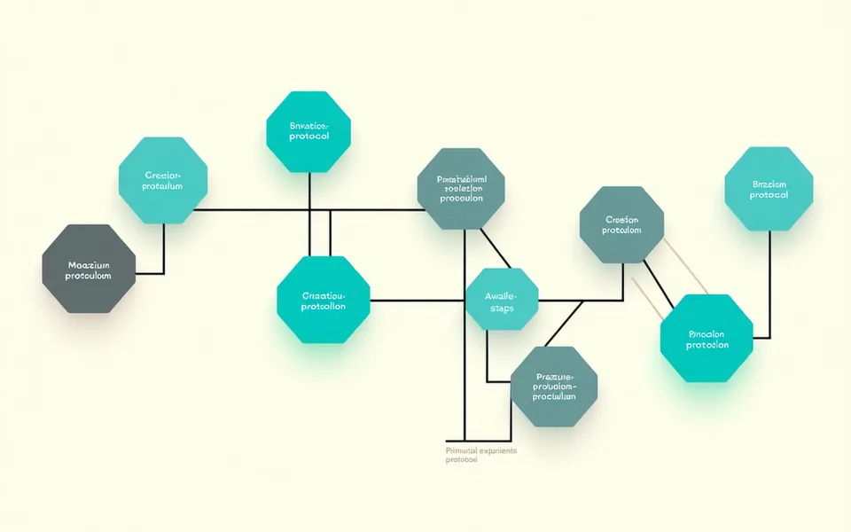 Protocol engine visual: a structured experimental workflow tree with branching decision nodes